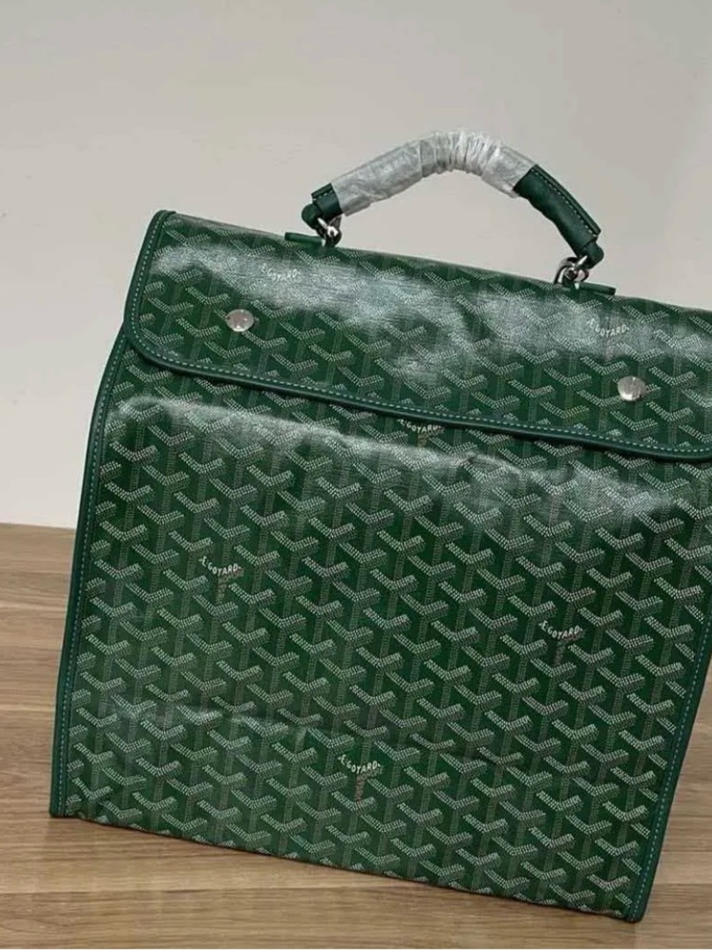 Goyard Green Goyardine Structured Top Handle Bag